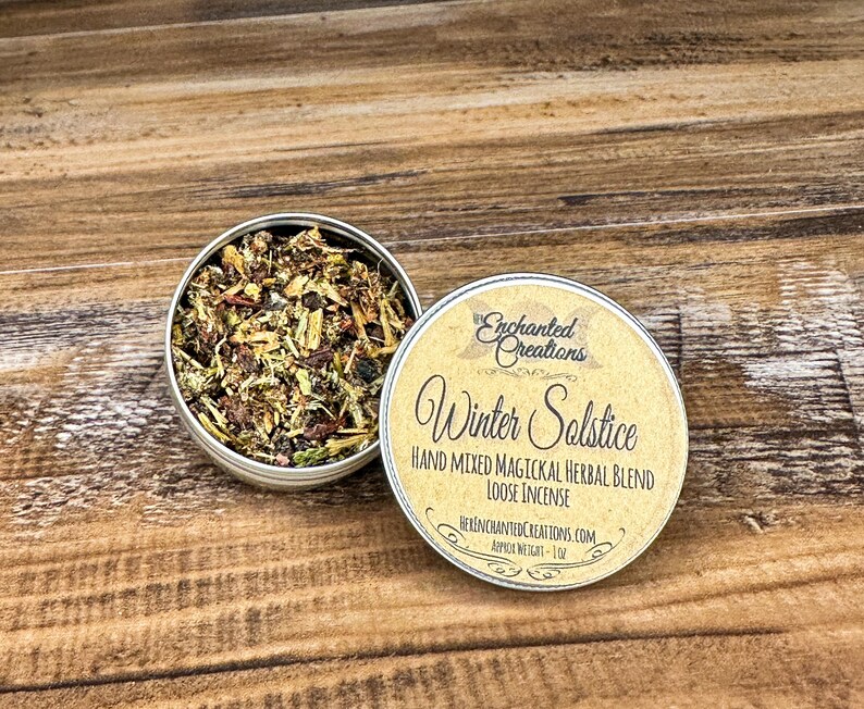 Winter Solstice Herbal Incense Blend, Introspection & Renewal Yule Rituals, Seasonal Magick, Winter Blessings Spellwork 1 oz. Tin