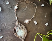 Rainbow Moonstone Crystal Pendulum - Handcrafted for Divination, Lunar Guidance, Energy Work, and Rituals. Unique Artisan Spiritual Gift