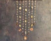 Solar Radiance Crystal Curtain Suncatcher | Clear Quartz & Citrine Handmade Wall Décor for Sunshine, Growth, Power and Rainbow Light