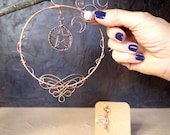 Witchy Decor Charm Set. Interchangeable Copper Charms for Suncatcher or Plant Trellis | Pentacle, Triple Moon, Wand