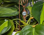 Moss Agate Copper Plant Stake, Crystal Plant Decor, Indoor Plant Charm Gift for Plant Lovers, Indoor Garden Accessories