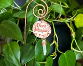 Plant Magick Indoor Garden Crystal Plant Stake, Copper Plant Accessory for Witchy Decor, Green Witches, Plant Lover, Gardener and Herbalists