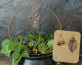 Interchangeable Autumn Charm Trellis | Handcrafted Copper Mushroom, Leaf and Acorn Set — Woodland Houseplant Decor