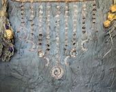 Moon Phases Crystal Beaded Curtain | Clear Quartz & Smoky Quartz Witchy Wall Hanging — Crystal Lover Gift