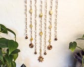 Handmade Citrine Beaded Curtain | Solar Abundance Wall Decor, Crystal Window Hanging — Witchy Home Decor Gift