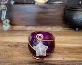 Purple Divine Magick Spell Candleholder with a Clear Quartz Star Charm – Amplify Your Intentions, Rituals and Spells, Witchy Altar Decor