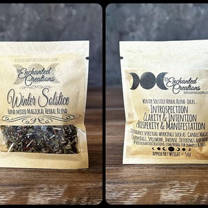 Winter Solstice Herbal Incense Blend, Introspection & Renewal Yule Rituals, Seasonal Magick, Winter Blessings Spellwork .5 oz  Bag