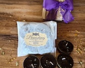 Banishing Spell Tealight Beeswax Candle Set – Magickally Dressed with Herbs & Obsidian for Protection, Energy Clearing | Witchcraft Supplies