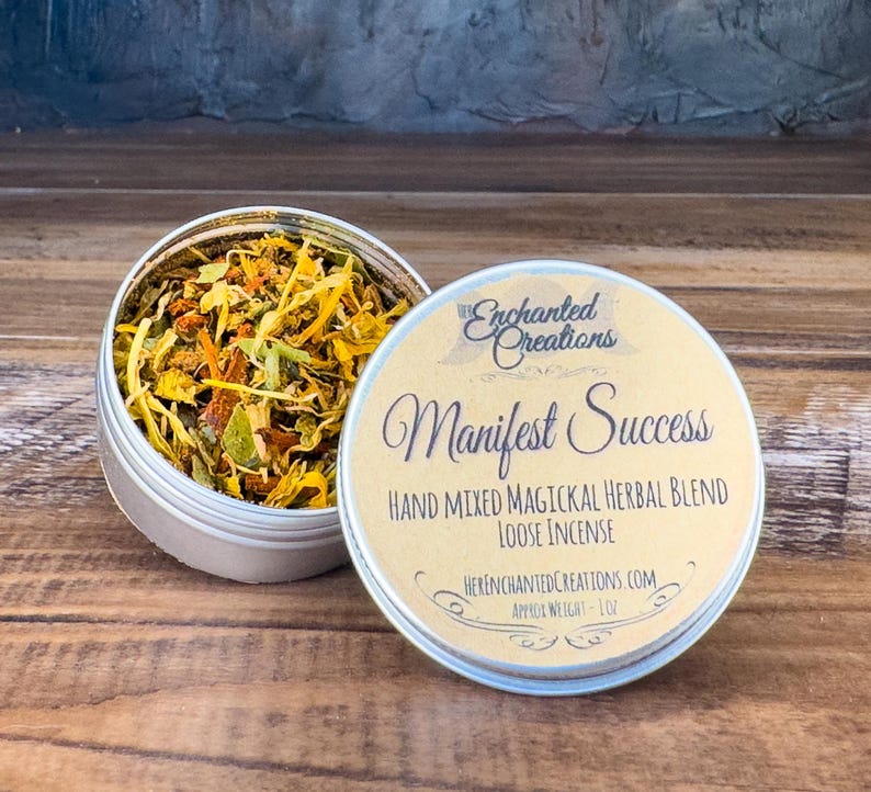 Manifest Success Herbal Incense Blend | Hand-Blended Manifestation Incense for Confidence & Success 1 oz Tin