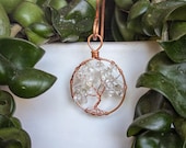 Clear Quartz Tree of Life Copper Wire Plant Stake | Crystal Houseplant Decor for Any Space — Handcrafted Gift
