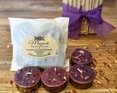 Handcrafted Magick Spell Tealight Candle Set – Ritually Dressed with Amethyst and Herbs for Ritual Power & Intuition | Witchcraft Supplies