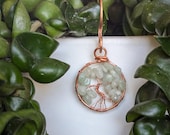 Green Aventurine Tree of Life Copper Wire Plant Stake | Green Crystal Houseplant Decor for Plant Lovers — Handcrafted Gift