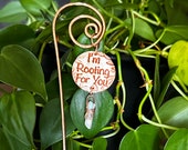 I’m Rooting For You Houseplant Stake, Indoor Garden Wire Clear Quartz Crystal Decor for Gardeners, House Plant Lovers, Hoya Accent
