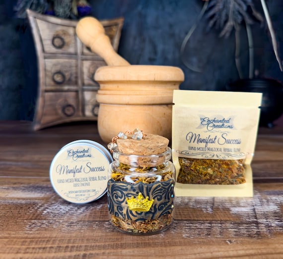 Manifest Success Herb Blend | Confidence Spell Witchcraft Supplies for Career, Academic and Goal Achievement — Witchy Gift