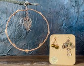 Autumn Charm Suncatcher | Handcrafted Copper Mushroom, Leaf and Acorn Crystal Set — Interchangeable Woodland Decor
