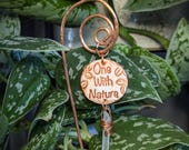 One with Nature Copper Wire Plant Stake | Handcrafted Nature Lover Gift for Witchy Boho Decor and Indoor Gardeners