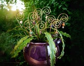 Hammered Copper Crystal Plant Stakes for Plant Support and Healing Energy, Great Plant Lover Gift.