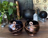 Dark Deity Candleholder Set | Crystal Moon & Sun Charm Ritual Tealight Holders — Witchy Altar Tools