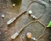 Copper Spiral Magic Wand Quartz Pendulum - Handcrafted Witchy Decor, Spiritual Tool for Divination, Energy Work and Magick. Spiritual Gift