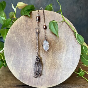 Handcrafted Copper Wire Witch Broomstick Pendulum with Clear Quartz Crystal - Spiritual Tool for Divination, Dowsing, and Energy Healing image 2