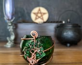 Malachite Pyrite Prosperity Spell Candleholder – Money Tree Charm for Spellwork, Business Success and Abundance Rituals. Witchcraft Supplies
