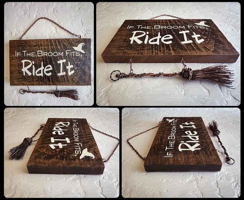 If the Broom Fits Ride It Sign – 6x4 Funny Witch Decor – Halloween Wall ...