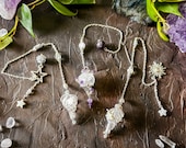 Crystal Ball Silver Pendulum with Genuine Crystal Star Accents.  Divination Tools, Witchy Gift for Pagan Altars and Spiritual Readings