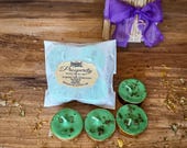 Prosperity Spell Tealight Candle Set – Green Beeswax Dressed with Herbs and Malachite for Abundance & Money Drawing | Witchcraft Supplies