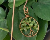 Peridot Crystal Tree of Life Plant Stake to Support Growth, Copper Wire Plant Decor, Gift for Plant Lover, Peridot Crystal Charm