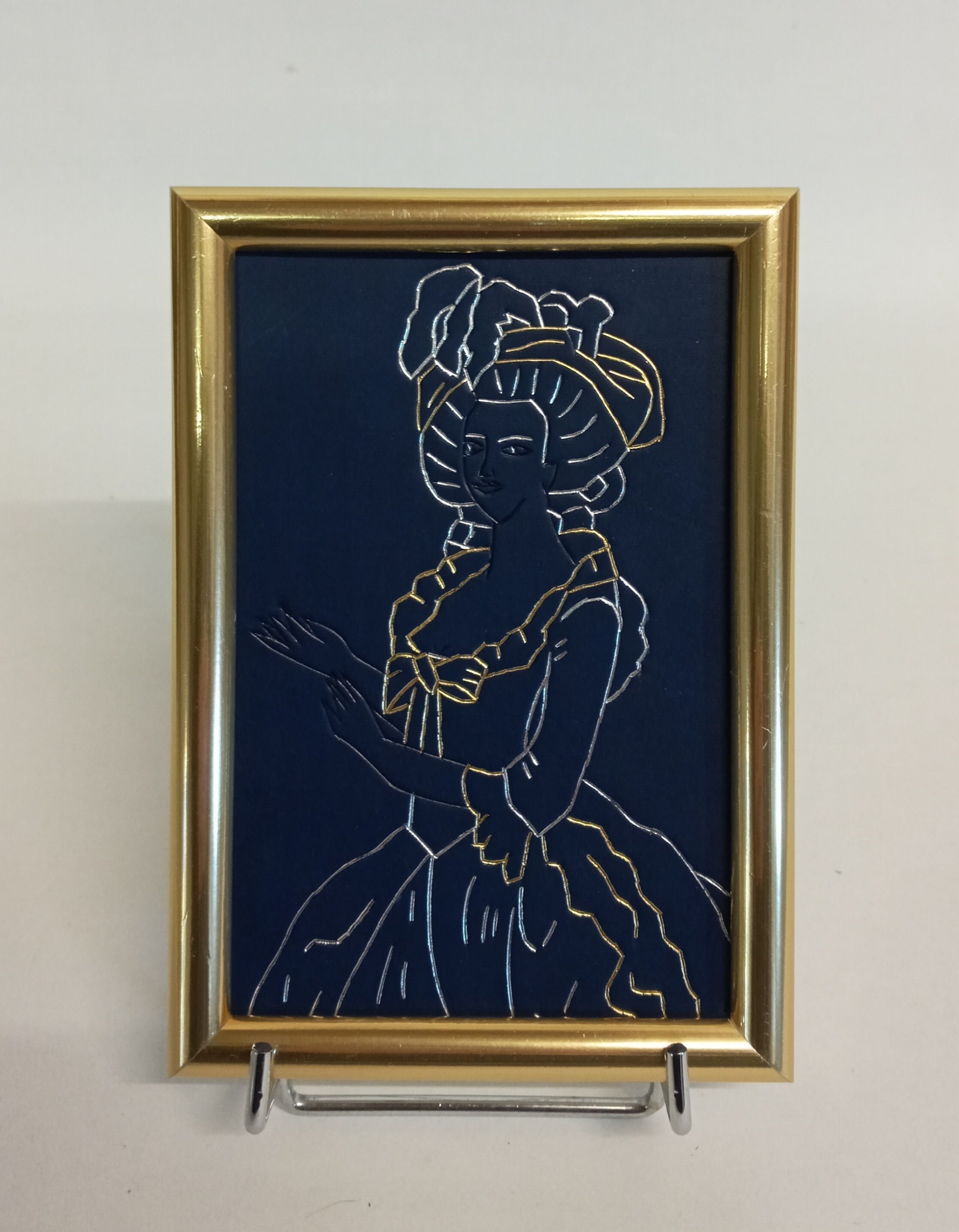 Tableau en Cuir Doré à Chaud, Marie-Antoinette