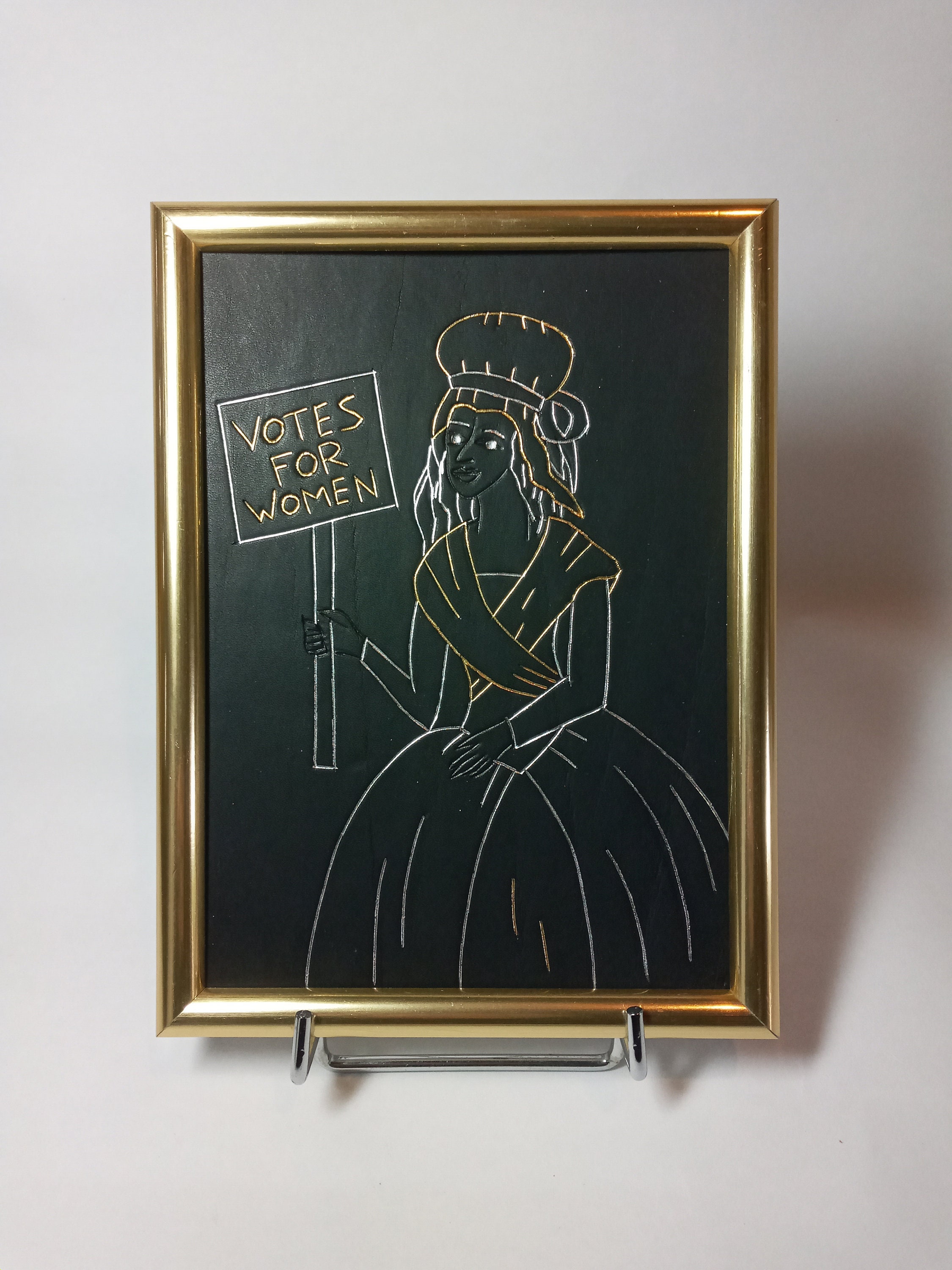 Tableau en Cuir Doré à Chaud, Votes For Women Charlotte Corday
