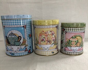 Mary Engelbreit Nesting Tins with Teapots