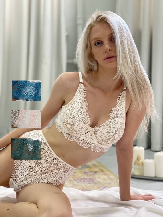 Spitzen-Dessous-Set, transparente Dessous, Plunge-BH, schiere Höschen, Sexy  Unterwäsche, hohe Taille Höschen, Plus Größe Dessous, Geschenk für sie -   Österreich