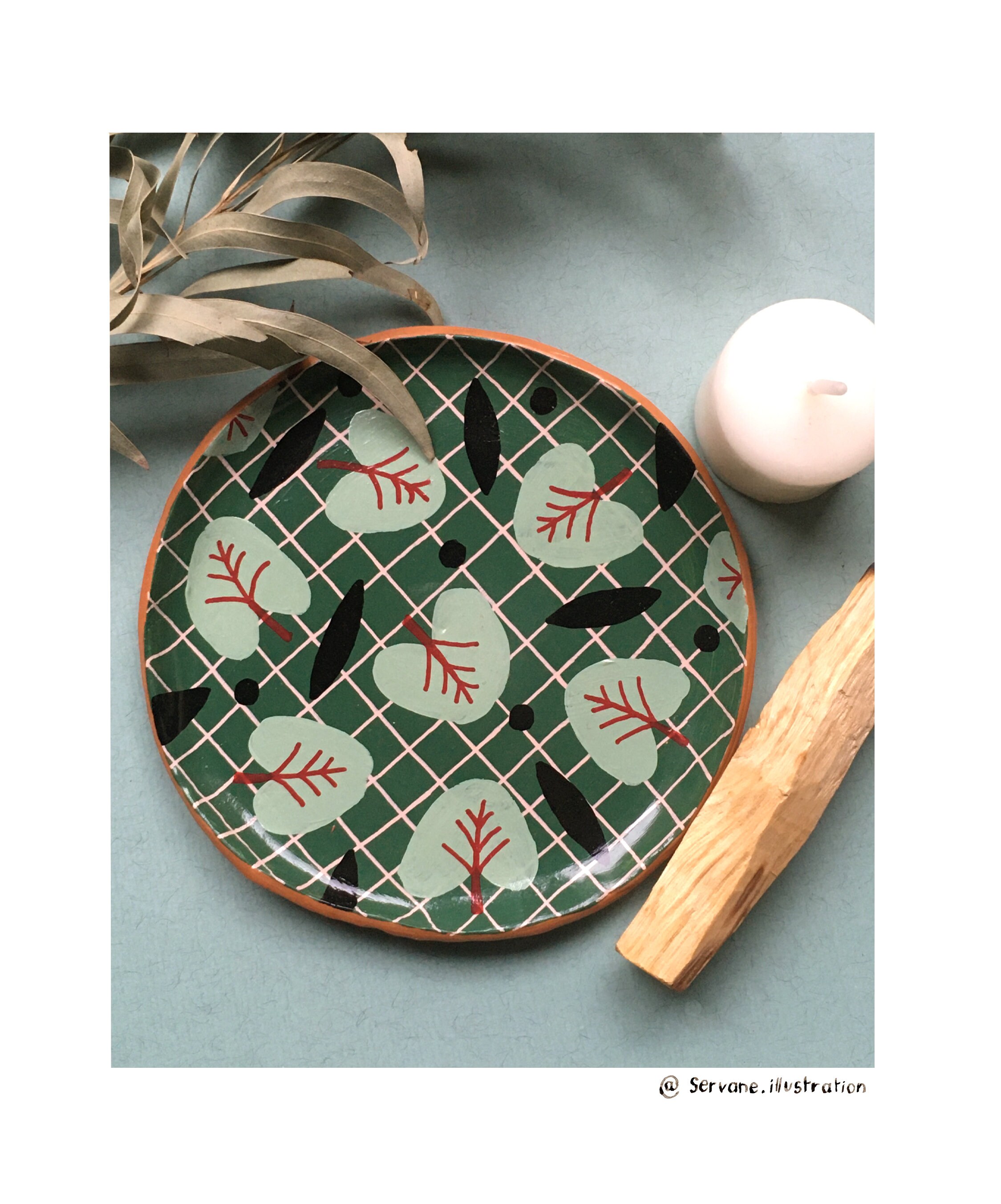 Coupelle en Argile Verte Motif Feuille