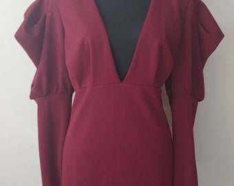 wine coloured cocktail dress
