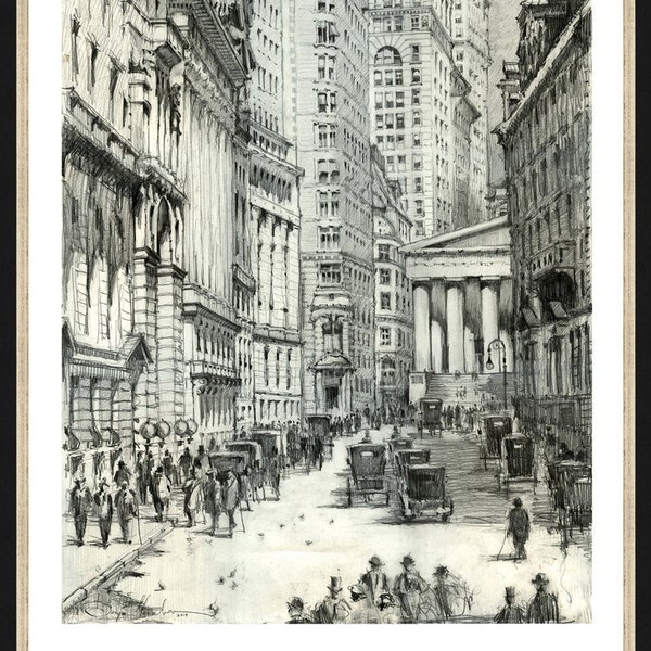 New York Stock Exchange, Giclée Print of Pencil Drawing, New York Black & White, New York Prints, Pencil, Architecture Print, Large Print