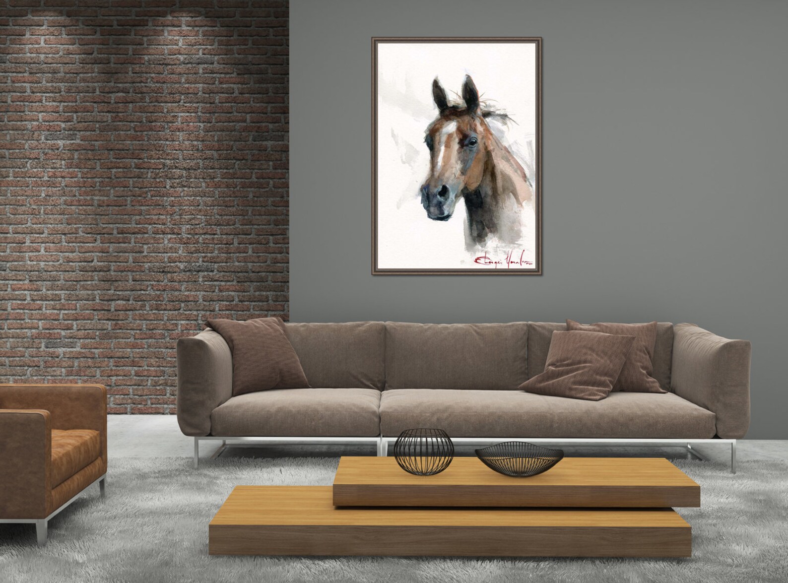 Brown Horse Giclee Print of Watercolor Painting Horse - Etsy