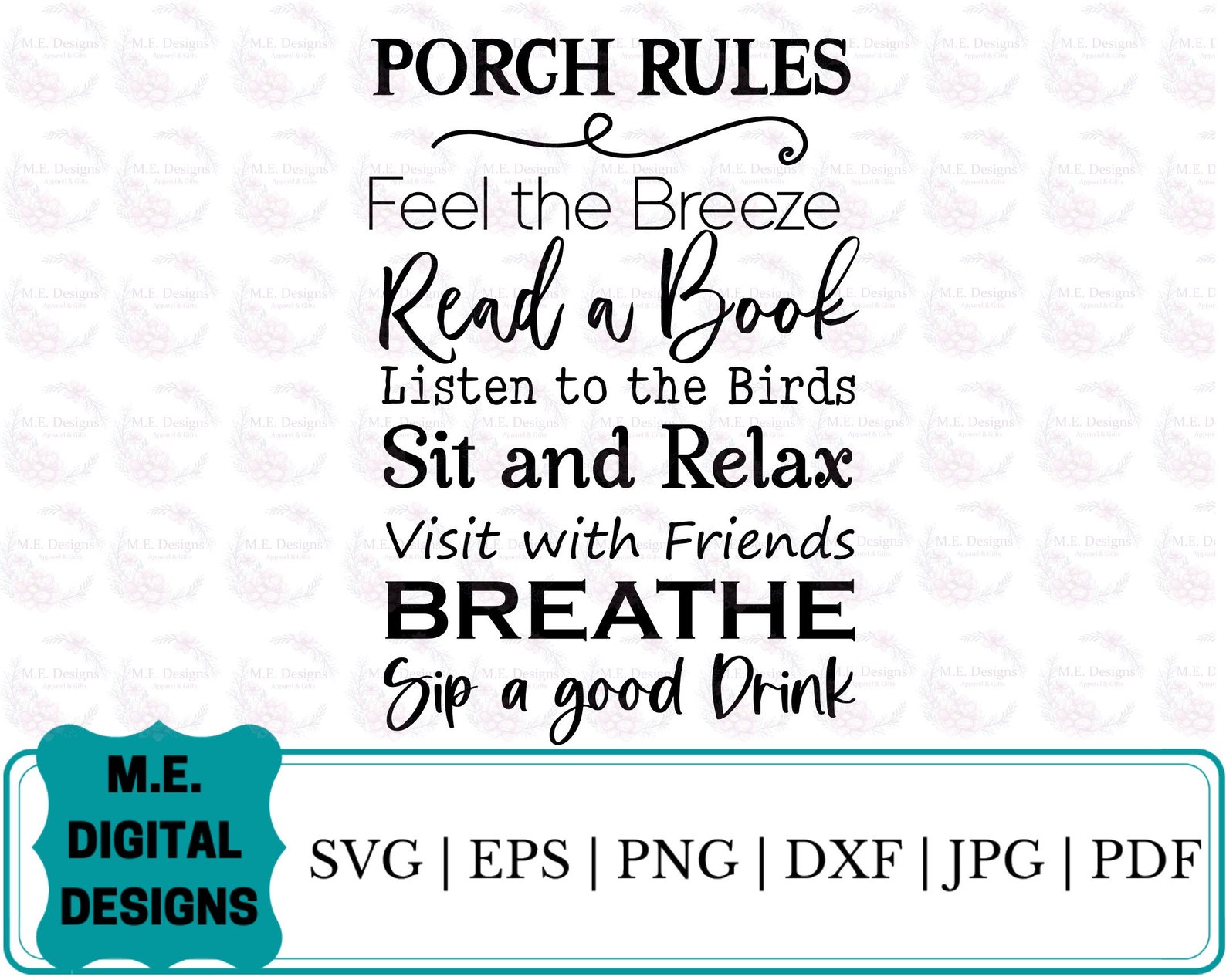 Porch Rules Svg Svg for Cricut Porch Svg Sign Svg for Silhouette Porch Svg Porch Svg File Svg