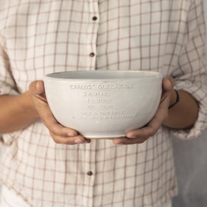 Custom Medium mixing bowl - Your Family Recipe Ceramic Bowl - Handwritten recipe gift- Personalized bowl