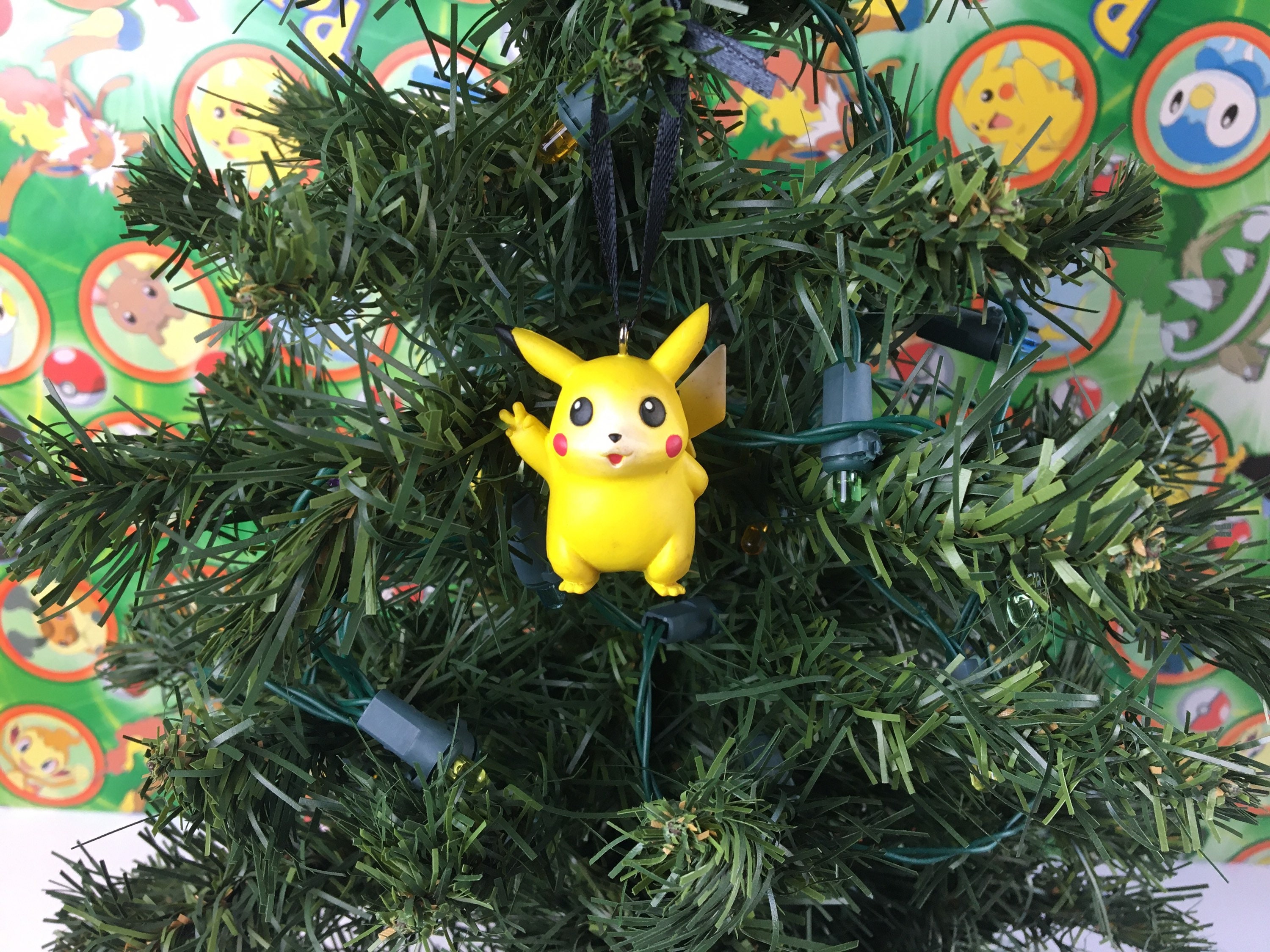 thumbnail image 2 of Personalised Christmas Pikachu Bauble – Custom Acrylic Ornament – 80mm Round – UK Made, Gift For All Ages 2 of 5