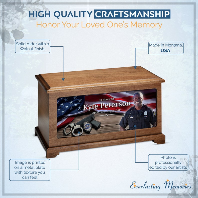EVR Memories Policeman Photo Cremation Urn Personalized With Custom ...