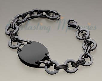 EVR Memories Black on Black Plated Stainless Valiant Bracelet Cremation Jewelry - Cremation Bracelet - Ships From The USA - Personalized