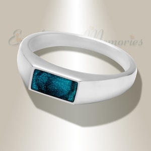 EVR Memories Men&#39;s Desoto Ashes Into Jewelry Ring with Aqua - Cremation Ring - Ships From The USA - Personalized - Pet Ashes Jewelry