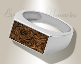 EVR Memories Men's Drexel Ashes Into Jewelry Ring with Carob - Cremation Ring - Ships From The USA - Personalized - Pet Ashes Jewelry