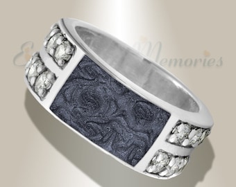 Yellowstone Men’s Pet Ashes Ring with Slate Inlay, Sterling Silver Memorial Jewelry