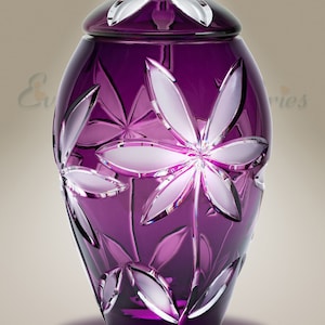 EVR Memories Purple Flowers Individual Cremation Urn - Urn for Ashes