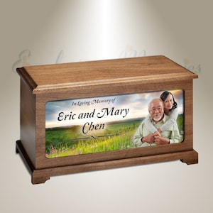 EVR Memories Summer Sunset Photo Cremation Urn Personalized with Custom Picture and Text - Made in Montana - USA - Wood Urn for Ashes