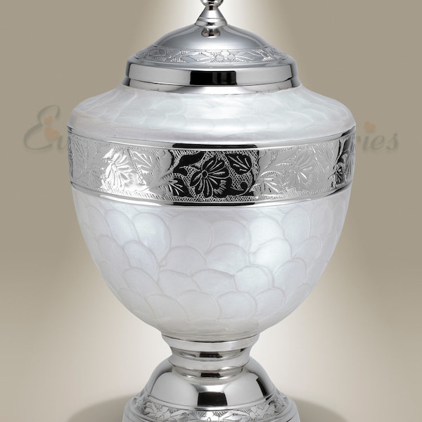 EVR Memories Pearl White Majestic Cremation Urn - Urn for Ashes