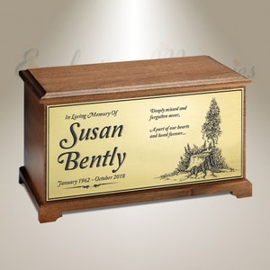 EVR Memories Mountaintop Cremation Urn Personalized with Custom Plate and Text - Made in Montana - USA - Wood Urn for Ashes