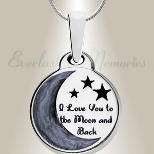 EVR Memories Love You To The Moon with Slate Ashes Into Jewelry  - Cremation Necklace - Ships From The USA - Personalized - Pet Ash Jewelry